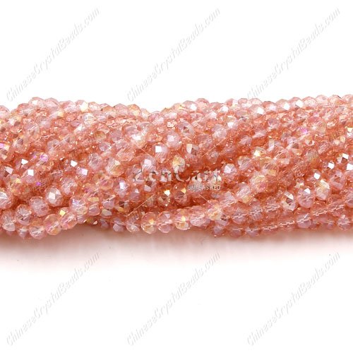 130Pcs 3x4mm Chinese rondelle crystal beads, rosaline AB