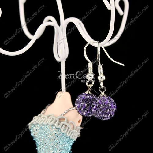 Pave Drop Earrings, tanzanite, 10mm clay disco beads, sold 1 pair