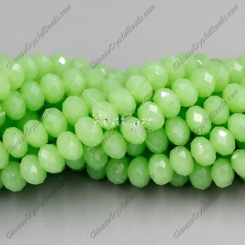 Chinese Crystal Rondelle Strand, green jade, 6x8mm , about 72 beads