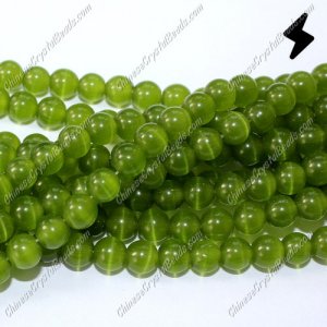 glass cat eyes beads strand, olive-green, about 15 inch longer