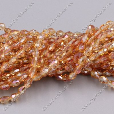 Chinese Crystal Teardrop Beads Strand, #28, 3x5mm, about 100 Beads