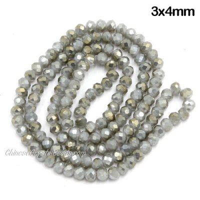 130Pcs 3x4mm Chinese rondelle crystal beads, opaque sage green