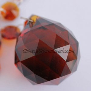 Crystal faceted ball pendants , 30mm, Brown