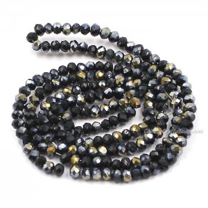 10 strands 2x3mm chinese crystal rondelle beads black half AB about 1700pcs