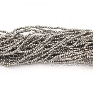 1.7x2.5mm rondelle crystal beads, silver, 190Pcs