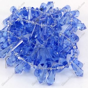 Chinese Crystal Icicle Drop Beads, 8x20mm, 1-hole, lt sapphire, sold per pkg of 10 pcs