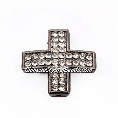 pave alloy cross, gun metal, 25x25mm, hole about 1.5mm, Sold individually.