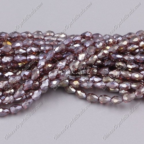 Chinese Crystal Teardrop Beads Strand, amethyst AB, 3x5mm, about 100 Beads