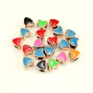 CCB, heart beads, hole: 5mm, 9x11x11mm, mixture color, sold per pkg of 20 pcs