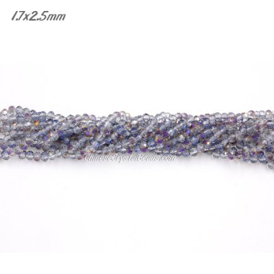 1.7x2.5mm Chinese Crystal Rondelle Beads, half purple light, 190pcs