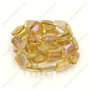 Chinese Crystal Faceted Rectangle Pendant , yellow light, 13x18mm, 10 beads