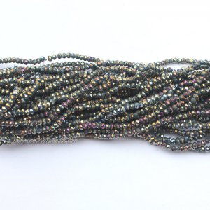 10 strands 2x3mm chinese crystal rondelle beads half opaque dark blue AB about 1700pcs