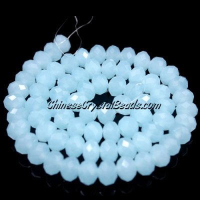Chinese Crystal Long Rondelle Strand, 6x8mm, opal blue jade , about 72 beads