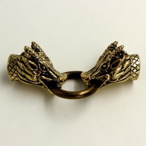 Clasp, dragon End Cap, antiqued bronze finished inchpewterinch #zinc-based alloy,73x24mm Hole 10x10mm, Sold individually.