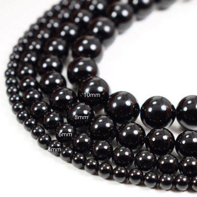Black Agate Beads, Polished 4mm 6mm 8mm 10mm 12mm 14mm 16mm Genuine Natural Stones, 15 Inch