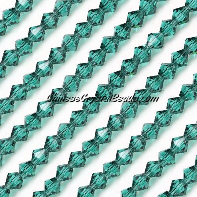 Chinese Crystal Bicone bead strand, 6mm, Emerald, about 50 beads