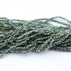 10 strands 2x3mm chinese crystal rondelle beads green jade half green light about 1700pcs
