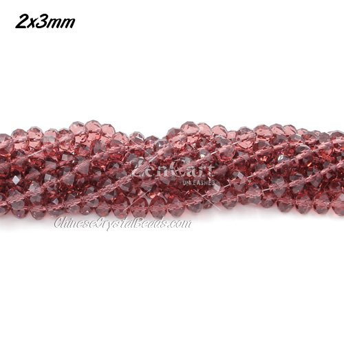 130Pcs 2x3mm Chinese Crystal Rondelle Beads, amethyst