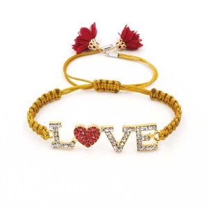 yellow Woven bracelet pave love charm