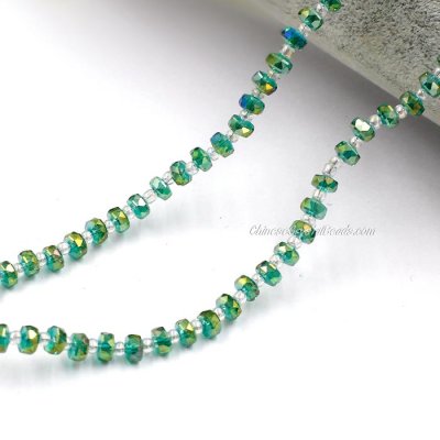 95Pcs 4x6mm angular crystal beads Emerald AB