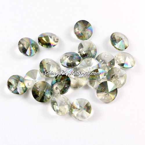 20Pcs 8mm Crystal Rivolis Beads, Crystal Satellite Drill, hole 1mm, green light