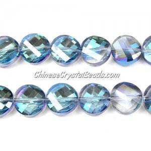Crystal Twist Bead Strand, 14mm, crystal blue light, 10 beads