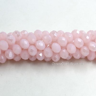 Chinese Crystal Rondelle Strand, Opaque Pink AB, 6x8mm , about 72 beads