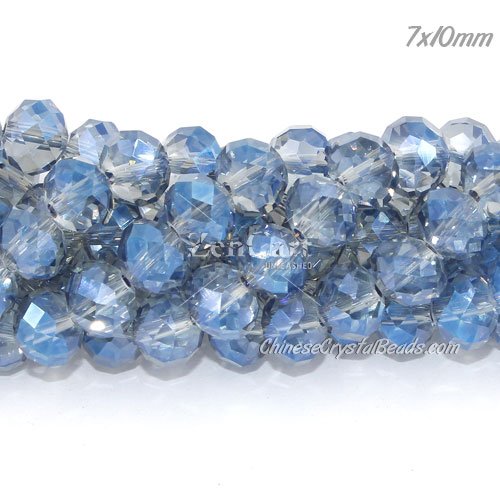 70Pcs 8x10mm Chinese Crystal Rondelle Strand, Magic Blue