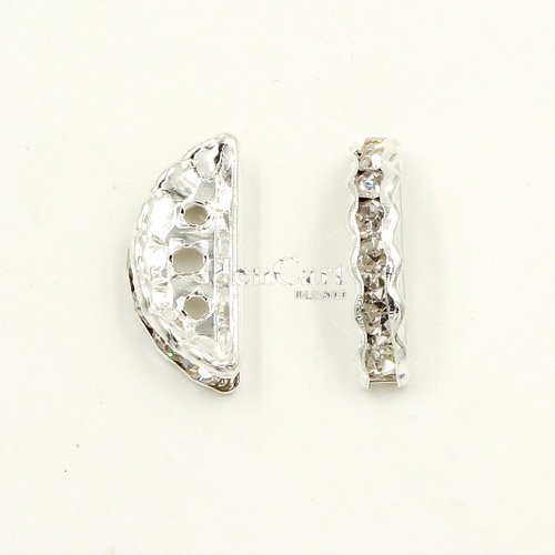 50pcs Semicircle crystal spacer beads, 7x19mm, 3 hole