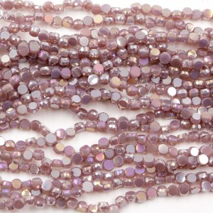 4mm flat round glass crystal beads, opaque purple AB, about 140-150pcs