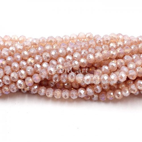 4x6mm Opal Rosaline AB2 Chinese Crystal Rondelle Beads about 95 beads