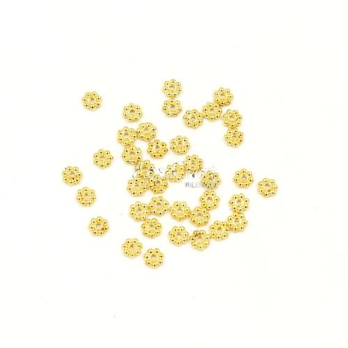 Zinc Alloy Spacer Beads, flowr, gold plated, 4x1mm, hole:1mm, 200pcs