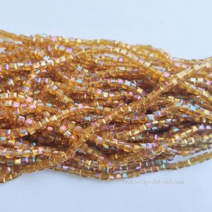 4mm Cube Crystal beads about 95Pcs, med amber AB