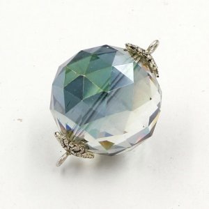 20mm big crystal ball pendant connector charms, green and purple light, 1 pc
