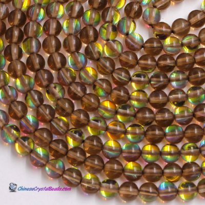 amber Mystic Aura Quartz Beads 6/8/10/12mm Rainbow Holographic Bead Synthetic Moonstone 15.5inch