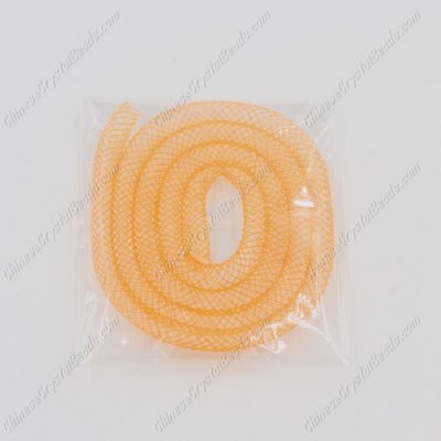 DIY Mesh Bracelet soft nylon fishnet tube, orange, width:4mm, 40cm