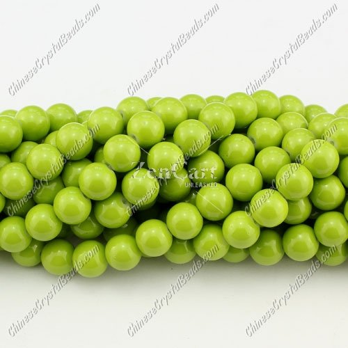 8mm round glass beads strand, Olive green, 100pcs per strand