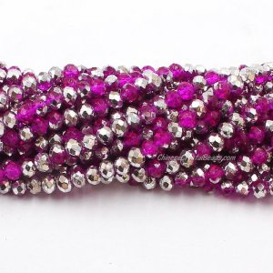 4x6mm Paint Purple half silver Chinese Crystal Rondelle Beads about 95 beads