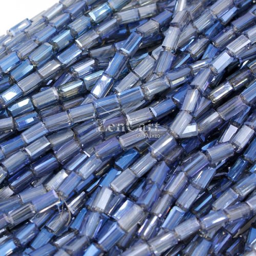 cuboid crystal beads, 4x4x8mm, Magic Blue, 70pcs per strand