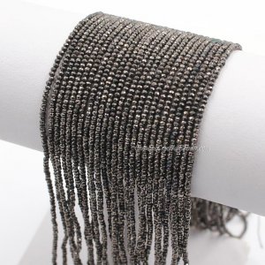 210Pcs 1.5x2mm rondelle crystal beads Hematite with Polyester thread