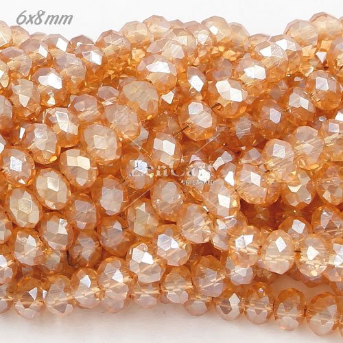 6x8mm Chinese Crystal Rondelle Beads strand, golden shadow, 70pcs
