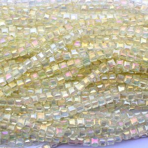 98Pcs 6mm Cube Crystal beads,yellow AB