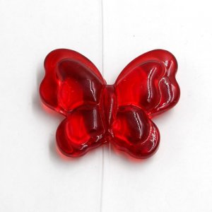 Butterfly glass beads, curtain Bead, 27x33mm, red, hole: 1.5mm, 1pc
