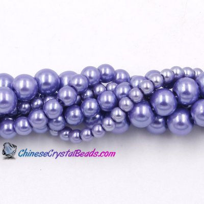Glass Pearl Beads, Round, Amethyst, different size for choice, Hole:Approx 1mm, Length:Approx 32 Inch