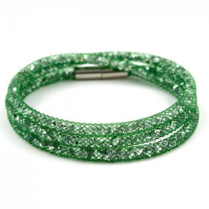 3 laps mesh bracelet, wide:5mm, green color, 1 piece
