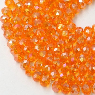 Chinese Crystal Rondelle Beads, orange AB, 6x8mm , about 72 beads