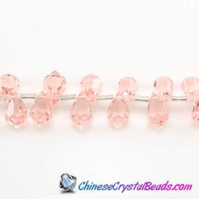 Chinese Crystal Teardrop Beads, rosaline, 6x10mm, 20 beads