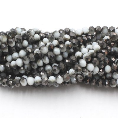 4x6mm white Opaque Half Hematite Chinese Crystal Rondelle Beads about 95 beads