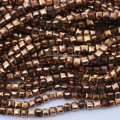 98Pcs 6mm Cube Crystal beads,copper