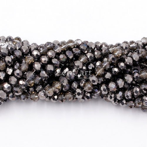 130Pcs 3x4mm Rondelle Crystal Beads half hematite
